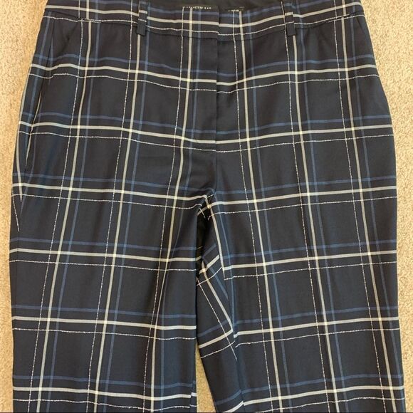 LAFAYETTE 148 NWOT New York Navy Clinton Plaid check Straight Leg Dress Pants 8 - Picture 5 of 14